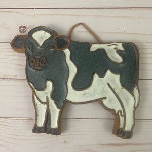 Victoria Littlejohn Ceramics Tile Dairy Cow Wall Hanging Trivet Farmhouse Decor